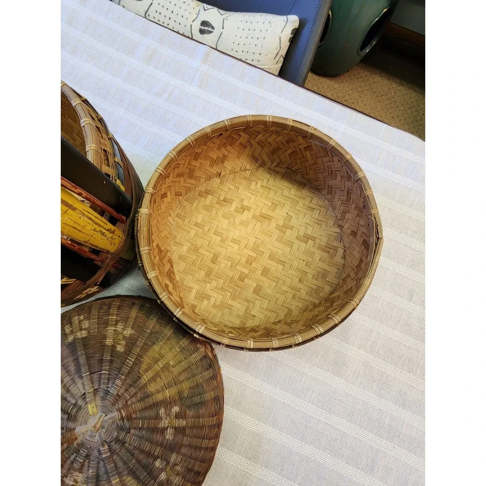 Antique Chinese Wedding Basket Hand Painted